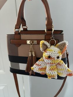 Crochet Candy Corn Bat Keychain Amigurumi 