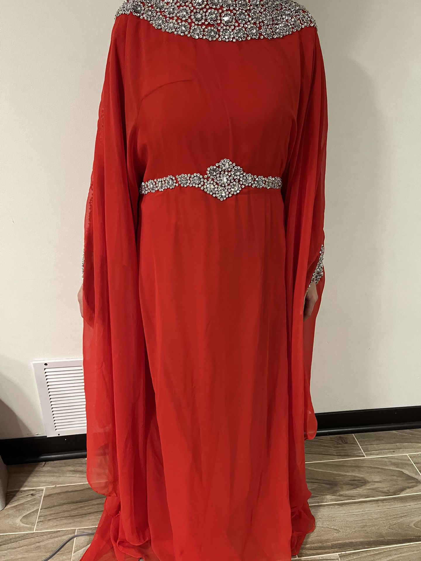 Red Sequin Kaftan One Size It Ties In The Middle To Make Smaller Or Leave Loose For Bigger Sizes
