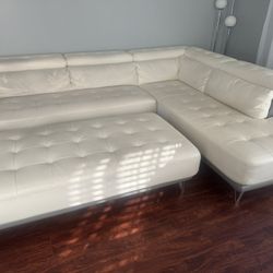 Sectional White With Ottoman 