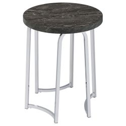 Barcelo Grey Round Faux Marble Top Metal Side Table