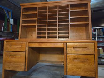 Post office style shelf n oak desk