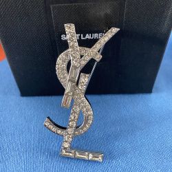 Silver Tone Lettering Brooch Medium 