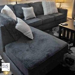 Brand New Living Room 💥 L Shaped Large Comfort Dark Color Sectional Couch With Chaise| Dark Gray Sofa| Altari Slate| Sleeper Sectional Couch|