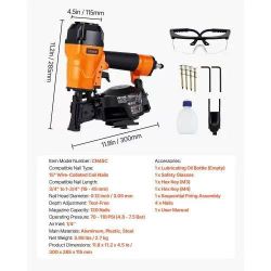 71]Air Roofing Nailer CN45C, 3/4" to 1-3/4" 15 Degree Roofing Nail Gun with Two Firing Modes & Tool-Free Depth Adjustment, 70-110 PSI Pneumatic Coil N