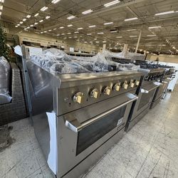 NXR PRO 36”inch professional style gas range with gold knobs