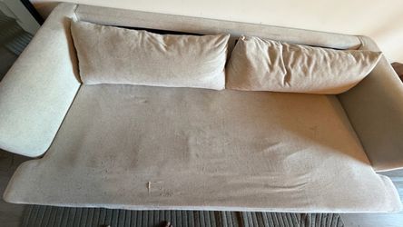 Beige Fabric Two-Seat Sofa with Cushions