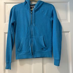 Pink unisex hoodie jacket zip up, size S, color blue