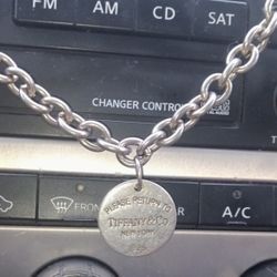 Genuine Tiffany And Co Sterling Silver Chain And Pendant