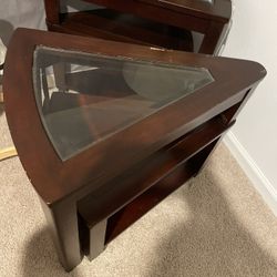 Glass/wood Sofa Table 