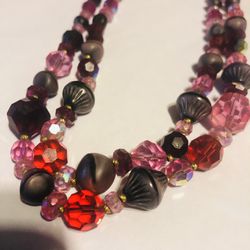 Antique  Czech  Glass Double  Strand 18 Necklace  Perfect  Condition 