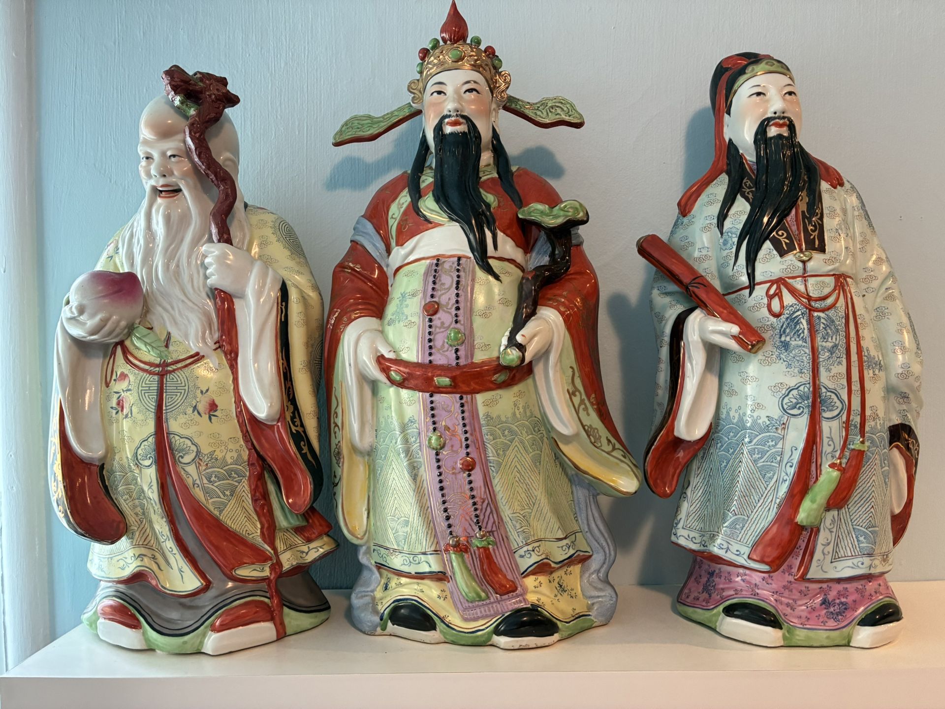 Ceramic Statues Of Three Immortal (福禄寿).