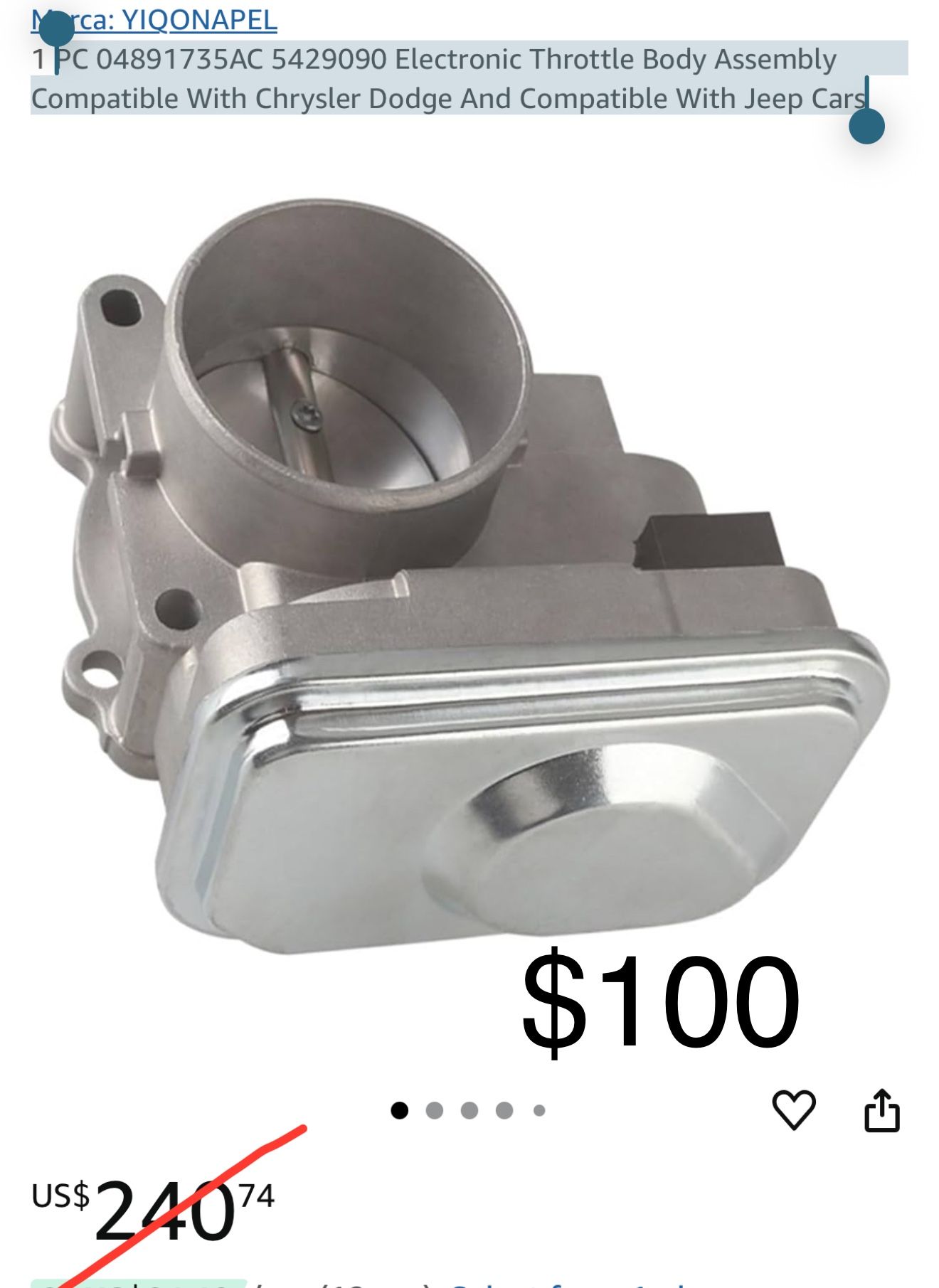 PC 0(contact info removed)AC (contact info removed) Electronic Throttle Body Assembly Compatible With Chrysler Dodge And Compatible With Jeep Cars