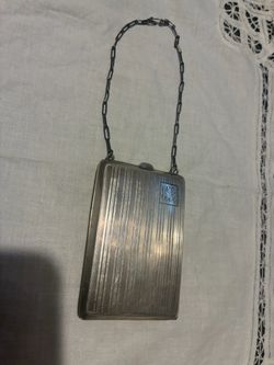 Antique Silver Card Case with Chain