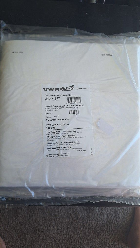 VWR Spec Wipe 3 Sterile Wiper Towel Lint Free