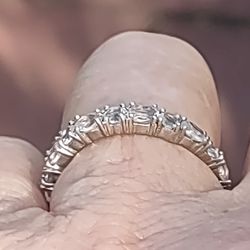 925 Silver Eternity Lab Cubic Zircon Size 8 Wedding Band Gorgeous 