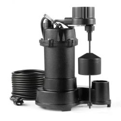 118] Submersible Sewage Pump, 1/3 HP, 3000 GPH Cast Iron Sewage/Effluent Pump with Automatic Float Switch, 1.5-Inch NPT Discharge, 120V, 25 ft Lift, f