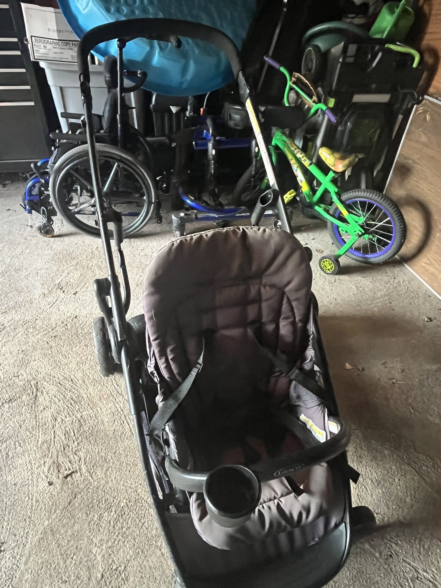 Double Stroller  Fits Toddler And Infant Will Need Infant Carrier To Attach 