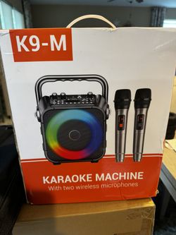 Karaoke Machine, Portable Bluetooth Speaker with 2 Wireless Microphones for Adults & Kids with Lights, Karaoke Microphone with PA System Supports USB/