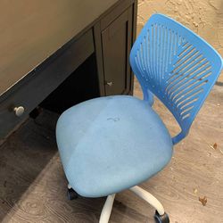 ROLLING Blue Adjustable Height Desk Chair - See My Other Items 😃