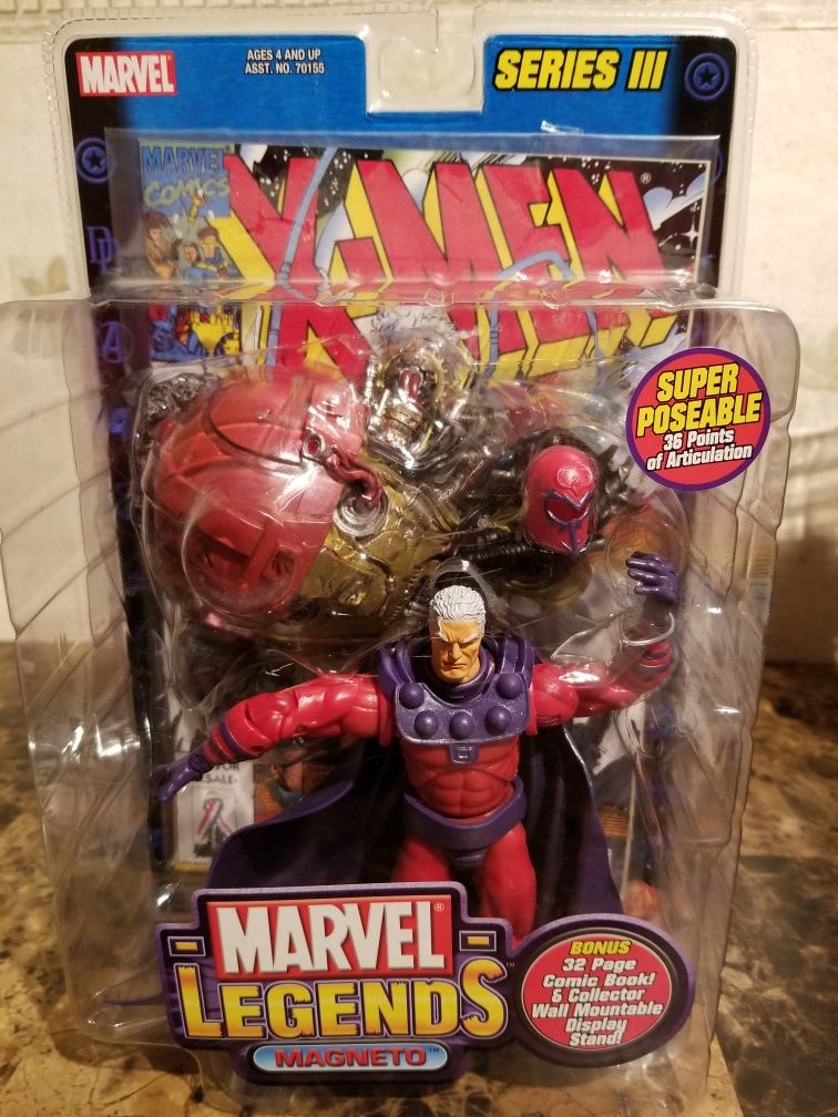 MARVEL LEGENDS SERIES 3 MAGNETO ACTION FIGURE TOY BIZ with Comic Book