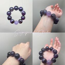 Lavender Majesty Whisper – Handmade 19–20mm Uruguay & Lavender Amethyst Bracelet