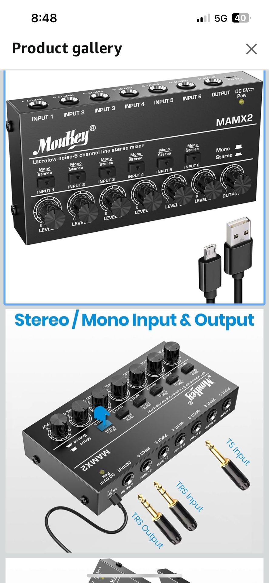 Moukey Audio Stereo Mixer, 6 Channel NEW
