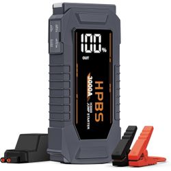 3000A Car Battery Jump Starter for Up to 10L Gas and 8L Diesel Engines, 12V Portable Battery Jump Starter Box with 3.0" LCD Display