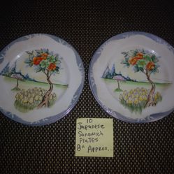 10 Vintage Japanese Sandwich Plates.. Selling As A Bundle. All Sales Final