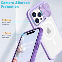 Magnetic MagSafe Case with Slide Camera Cover Shockproof for iPhone 15 Pro Max New Condition 