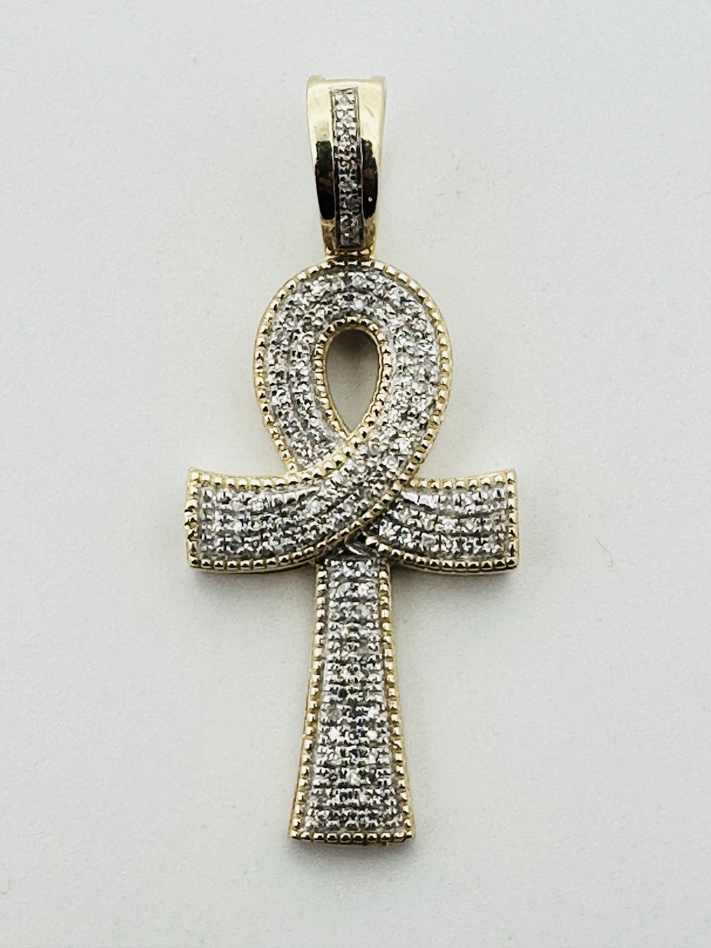 10k Yellow Gold & Diamond Ankh Pendant