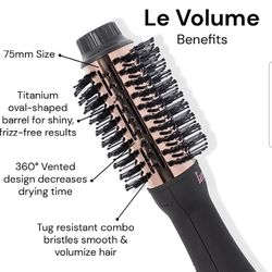 Le Volume 2-In-1 Titanium Brush Dryer Black | Hot Air Blow Dryer Brush in One wi