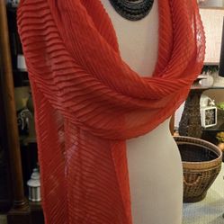 Pretty Polyester Sheer Red Scarf