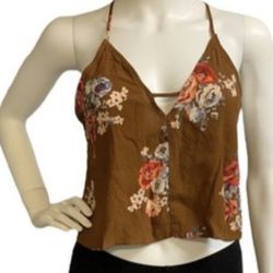 Forever 21 Floral Cropped Tank Top Size small used 