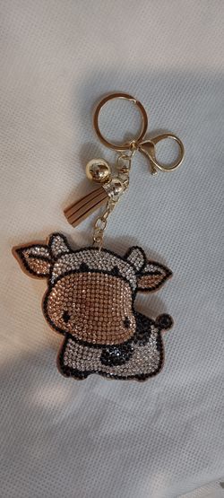 Cow Glitter Keychain 