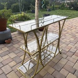 ✨ Gold & Glass Bar Cart – Modern Glam Beverage Cart (36” Tall)