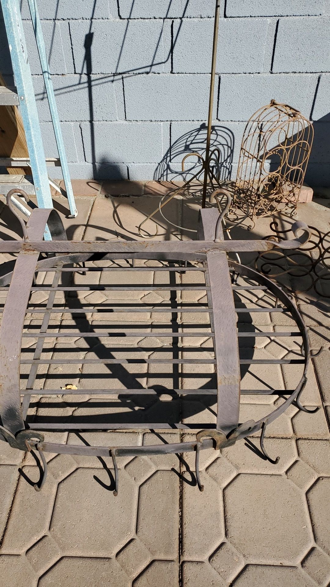 Wrought iron holder for kitchen or wherever you like to put garden etc. All rustic or you can spray. $125 obo