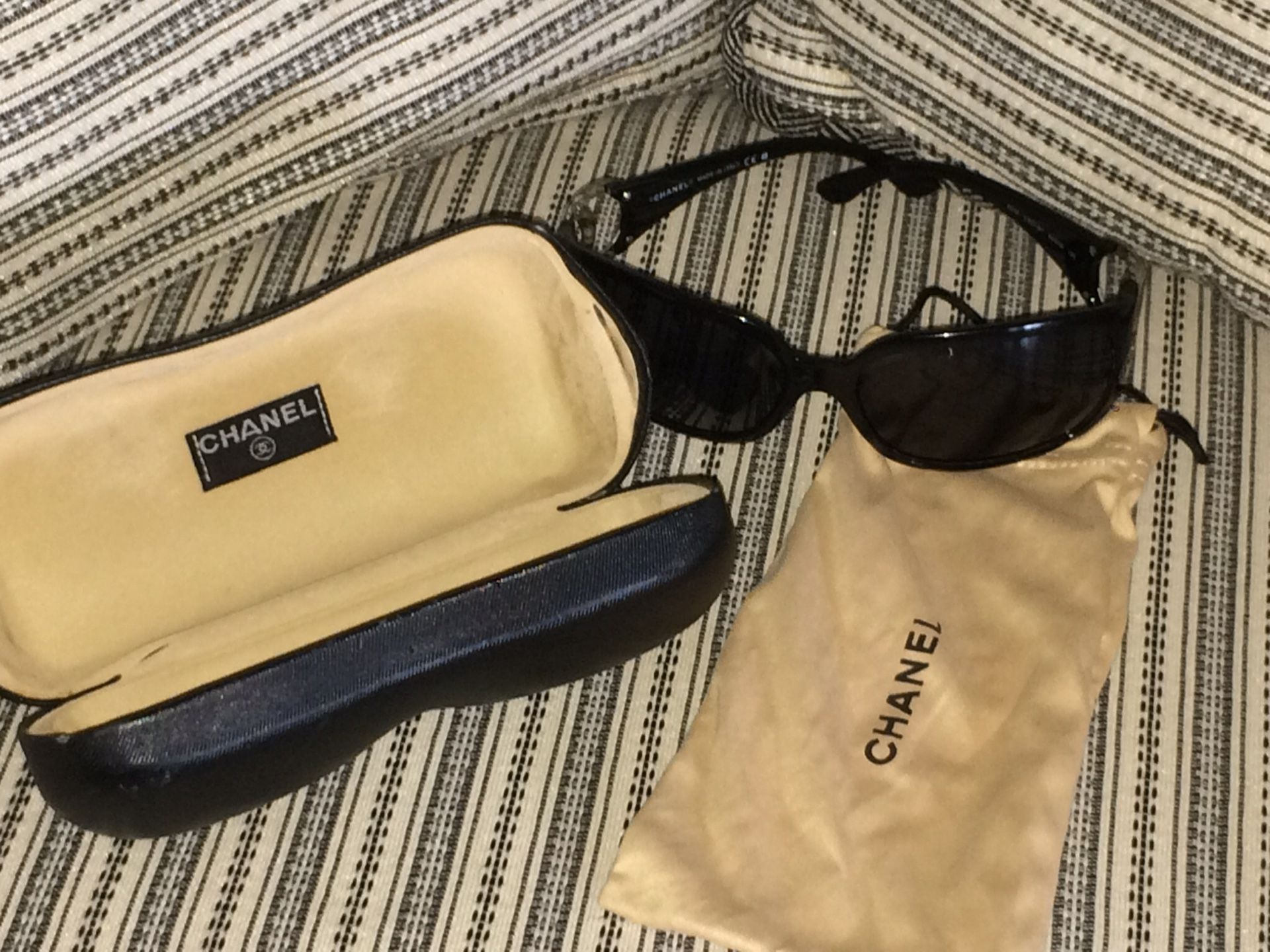 Authentic Chanel double C logo sunglasses with dust bag and case