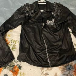 Child’s XL 14-16 Costume Black Spike Bad To The Bone Top Faux Jacket