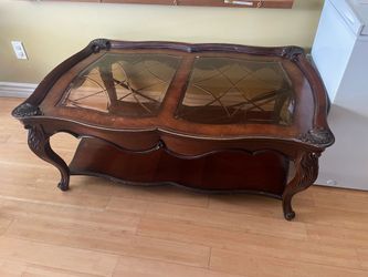 Wooden glass coffee table