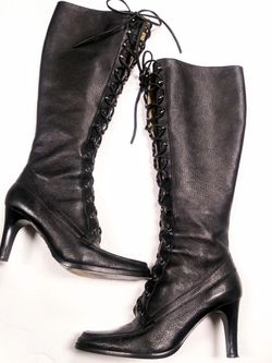 Michael Kors black leather boots 6.5