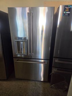 Ge cafe french door refrigerator Stainless Steel Cabinet Deep like new Warranty Financing With Snap If You Qualify Reconditioned