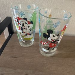 Disney Holiday themed glass cups