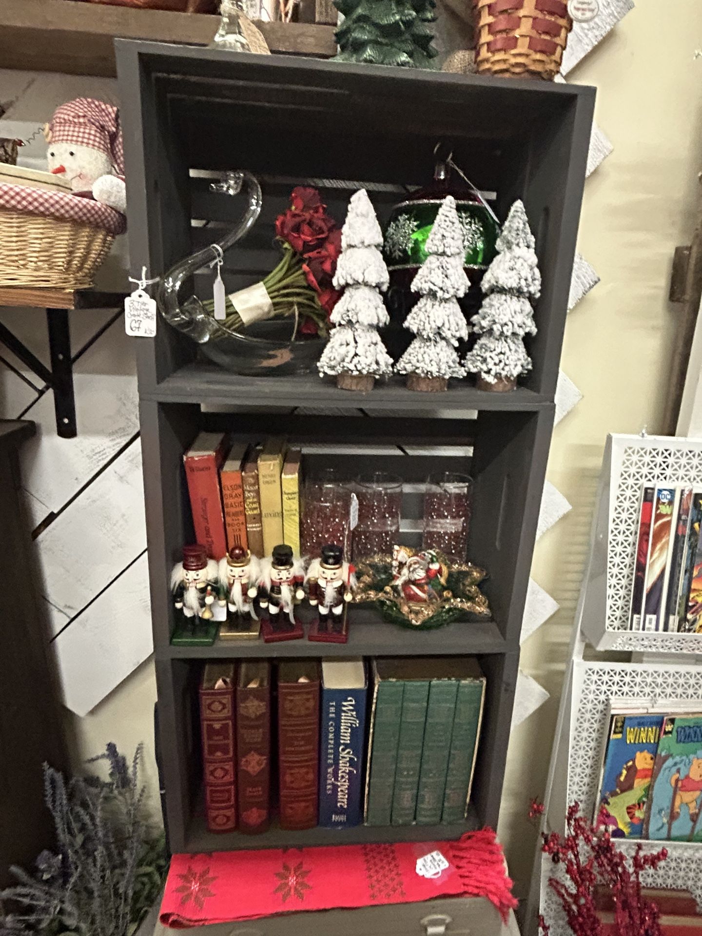 Unique Vintage Storage Crate Shelf - Painted & Attached