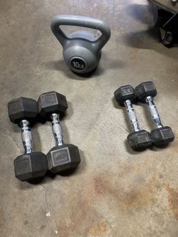 Weights : 15lb | 5lb | 10lb kettle bell