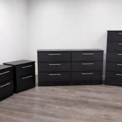 DRESSER, CHEST AND TWO NIGHSTANDS 