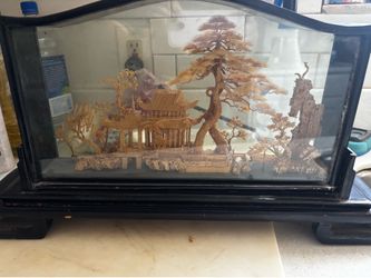 Beautiful Handcrafted Asian Landscape Display – Glass Case – $150 OBO