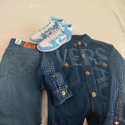 New Versace Denim Jacket XLarge With Greek Key $2,000 Cash Only 