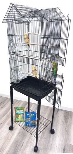 (Brand New) $60 Bird Cage 60” Tall Standing Parrot Parakeet with Rolling Stand 18x14x60 Inches