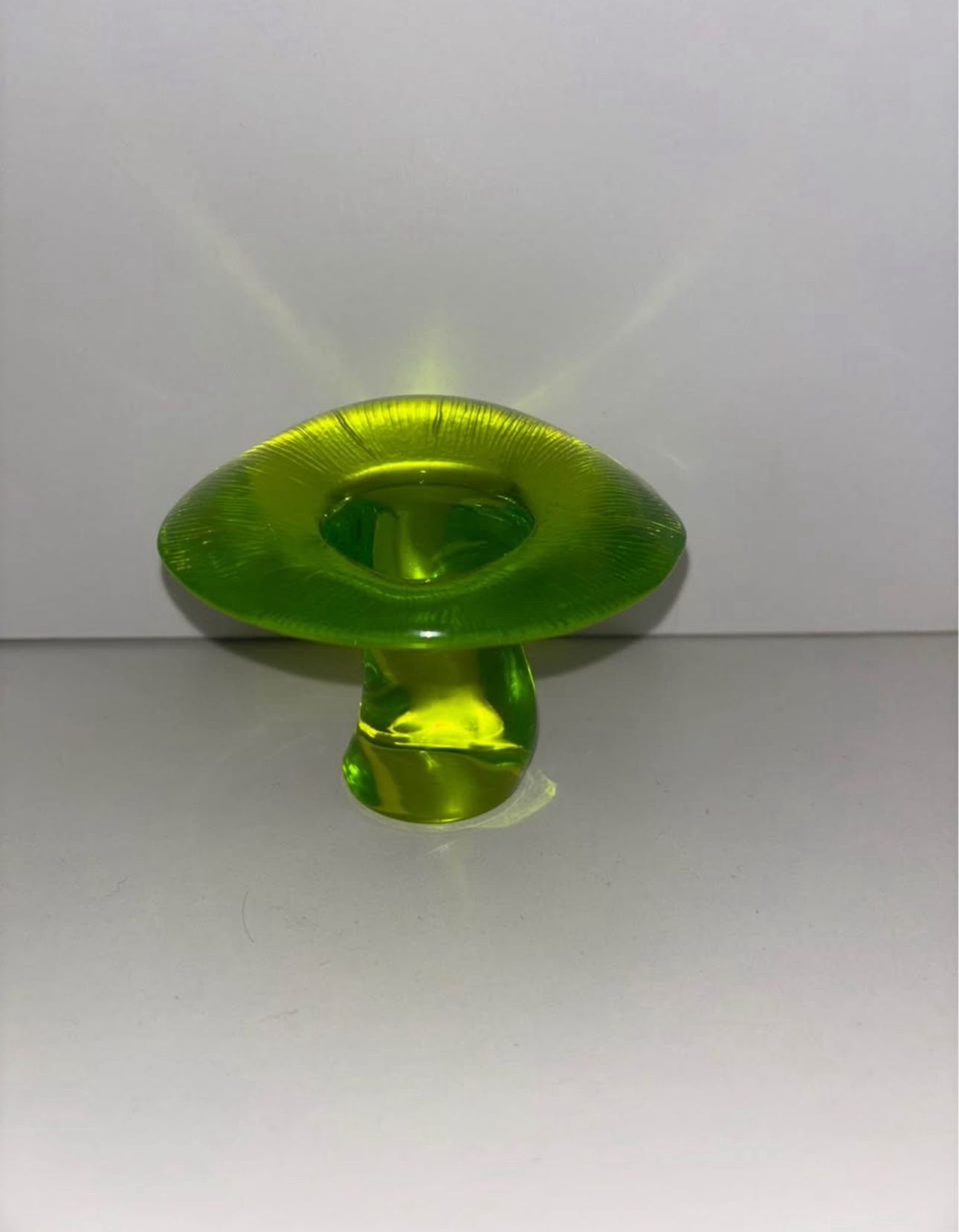 Mid Century Vintage Viking Large Glass Uranium Lime Mushroom