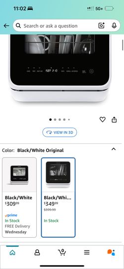 Farberware FDW05ASBWHA Complete Portable Countertop Dishwasher with 5-Liter Built-in Water Tank, 5 Programs, Baby Care, Glass & Fruit Wash, Black/Whit